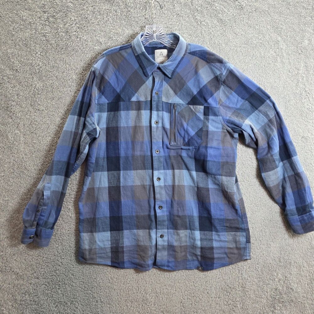 Ascend Men's Long Sleeve Blue Plaid Button Up Flannel Shirt Size XL